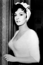 Gina Lollobrigida busty portrait 1950&#39;s in low cut sweater 8x12 inch real photo - $11.75