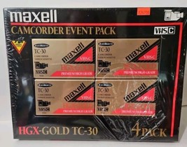 4 Pack Maxell VHS-C HGX-Gold TC-30 Blank Camcorder Video Cassette New Se... - £16.18 GBP