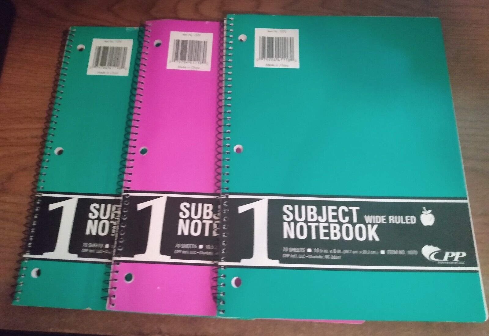 Lot of 3 CPP, 1 Subject, Wide Ruled, 70 Sheet Notebooks NEW - $5.00