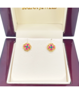 22ct Yellow Gold Children&#39;s Flower Shaped Small Gemstone Stud Earrings - $368.38 CAD