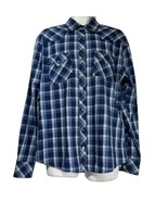 dragonfly snap button Cowboy western blue plaid long sleeve shirt size XL - $21.77