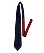Tommy Hilfiger Silk Tie Navy Geometric Red Reverse Made in USA Vintage Y2K - $16.20