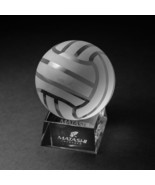 Crystal Paperweight w/ Etched Volley Ball Ornament and Trapezoid Base by... - $510.00 MXN