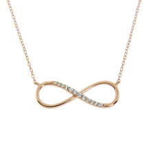 14k RGP Sterling Silver Half CZ Infinity Pendant with Adjustable 16" - 18" Chain - £27.12 GBP