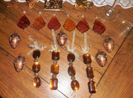 Gold &amp; Amber Crystal Bejeweled Eggs 21pc Candle Holder Ornament Christma... - $44.98