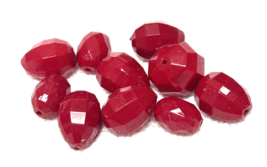 10 Vintage Dark Red Faceted Glass Beads Ovals Egg Round SHP 9/16-3/8 to ... - $9.41
