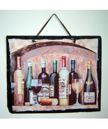 Distressed VINTAGE WINE Bottles &amp; Cheese Slate Wall Hanging Decor (10 x ... - £15.58 GBP