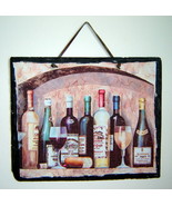 Distressed VINTAGE WINE Bottles &amp; Cheese Slate Wall Hanging Decor (10 x ... - $19.50