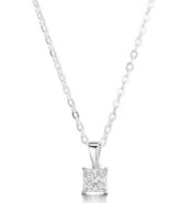 18K White Gold Princess cut Diamond Pendant chain necklace 0.30cts GIA - $19,645.71 MXN