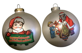 Campbell&#39;s soup Christmas ornaments lot of 2 vtg 1988 &amp; 1989 print on both sides - £7.71 GBP