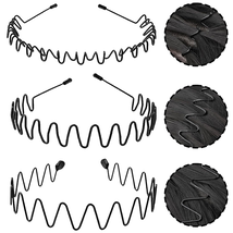 Hair Band for Men Metal Headbands Wavy Elastic Hairband Simple Spring Ha... - $10.67