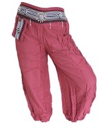 AD007 - Burgungy Aladdin Harem Pants Asia Rayon Baba Bloomers Aladin S-L - $17.99