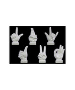 Small Ceramic Hand Signal Sculpture on Base White - $173.21