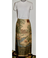 VINTAGE RALPH LAURENT LONG WOOL CHALLIS WRAP SKIRT - LEATHER SIDE BUCKLE... - $256.41