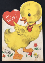 VTG 1950s Hallmark Baby Duckling Duck Hi There! Quack Valentine Greeting... - $9.49