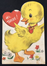 VTG 1950s Hallmark Baby Duckling Duck Hi There! Quack Valentine Greeting... - £7.60 GBP