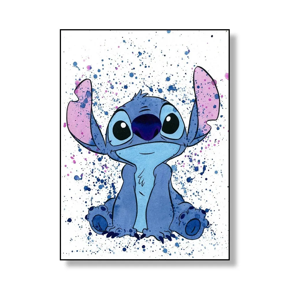 MINISO Disney Stitch Watercolor Wall Art Poster Angel -20X25cm Unframe h... - $7.47 CAD