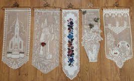 Lace Wall Hanging Santa Church Friends Flowers &amp; Teapot With Hangers 5pc... - $49.99