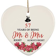 hdhshop24 57 Years of Being Mr Right &amp; Mrs Always Right 2021 Ornament 57th Weddi - £15.51 GBP