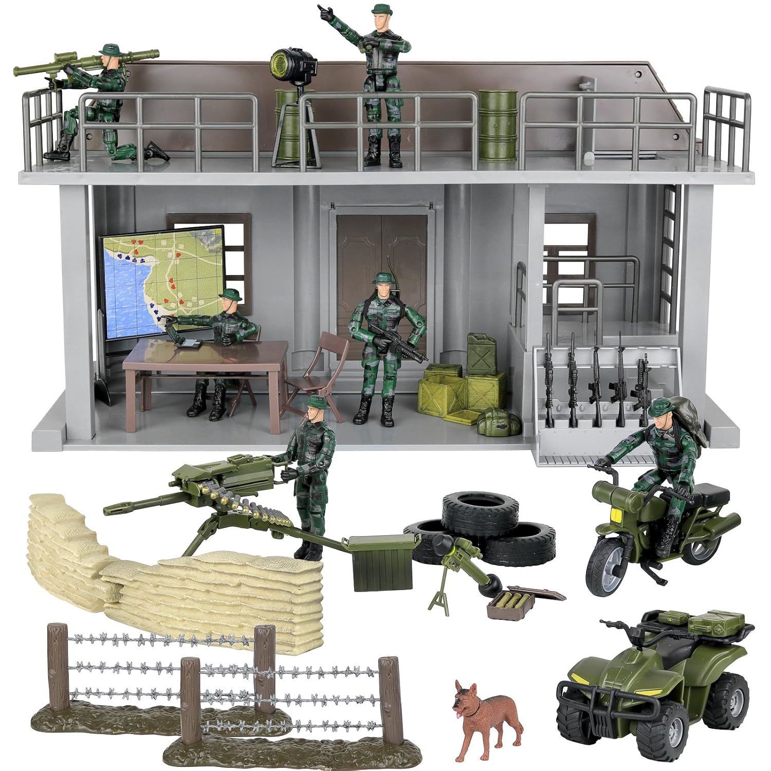 Click N' Play Army Action Figure and Military Playset with Multi Level Command C