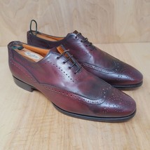 Santoni Mens Oxfords Size 9 D Gave Fatte A Mano Burgundy Wingtip Dress Shoes - £166.94 GBP