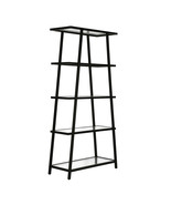 70&quot; Black Metal and Glass Five Tier Etagere Bookcase - $5,430.42 MXN
