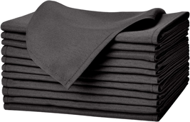 EVENTSDECO Cloth Napkins Black Basic Dinner Napkins 12 Pack 17 X 17 Inch Polyest - £13.20 GBP