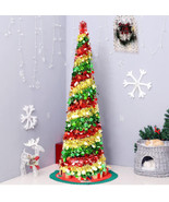 5 FT Christmas Trees with 90 LED Light, Collapsible Artificial Sequin Po... - £34.69 GBP