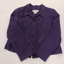 Jessica Howard Women's Purple Embossed Blazer Jacket Open Back Collared Size 14 image 15