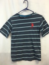 US POLO ASSN 10/12 STRIPED MULTI COLOR BLUE &amp; WHITE COTTON POLO SHIRT Bi... - $13.94