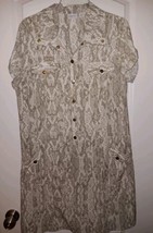 Zenergy Chico&#39;s Sz. 2.5 (L/XL) Ivory/Beige Snake Print Snap Front Dress Neema - £18.52 GBP