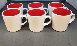 Set of 6, Oneida Color Burst Very Cherry Red Stoneware Coffee/Tea Cups - £38.93 GBP