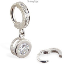 Sterling Silver Navel Ring Pave Set with Brilliant White CZs and Round C... - $76.50