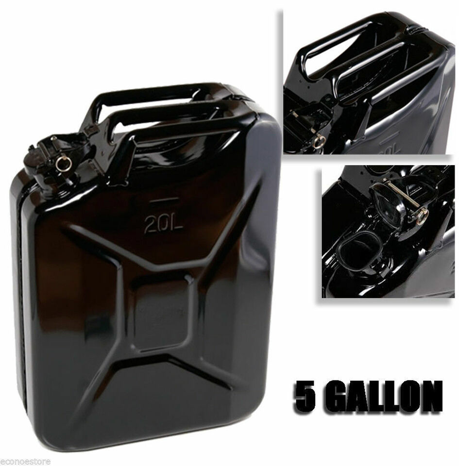 Black 5 Gallon Jerry Can Gas Steel Tank Military NATO Style 20L Storage Can - $41.13