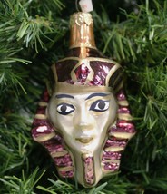 Vintage Hand Blown &amp; Painted Polish Mercury Glass King Tut Christmas Ornament - £19.97 GBP