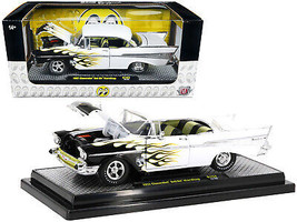 1957 Chevrolet Bel Air Hardtop Bright White w Flames Mooneyes Limited Edition to - £41.07 GBP