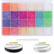 16800Pcs Tube Glass Seed Beads And Small Pony Beads Kit With Bracelet String Bug - £23.94 GBP