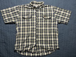 Carhartt Men’s Button Up Short Sleeve Shirt XL Plaid 100% Cotton - £9.32 GBP