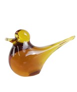 Vtg Pilgrim Hand Blown Art Glass Honey Amber Long Tail Bird Paperweight ... - $33.00 CAD