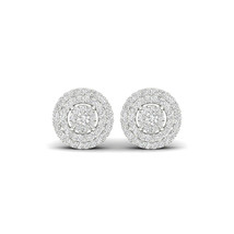 10K White Gold 1/3ct TDW Diamond Cluster Double Halo Earrings - £253.58 GBP