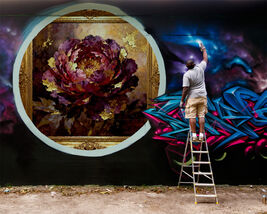 Digital Artwork Blooming Femininity: Luxurious Flower with Golden Touches  - $101.80 MXN