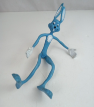 Vintage Bendable Blue Easter Bunny Rabbit 10&quot; Bendy Toy Made In Hong Kong - $7.91