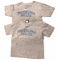 Nike Philadelphia Phillies T Shirt Size 7 Kids Gray with Blue Letters Lot of 2 - £15.44 GBP