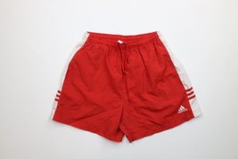 Vintage Y2K 2003 Adidas Mens Large Spell Out Running Soccer Shorts Red Nylon - £40.68 GBP