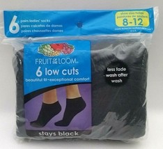 ( 6pairs ) Fruit ofThe Loom Women Low Cuts Socks BLACK Shoe Size 8-12 NE... - $258.77 MXN