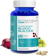 Biovitalia Organics Plant Based Blood Builder 1000mg Iron Promotes Rbc - 60 Caps - £39.95 GBP