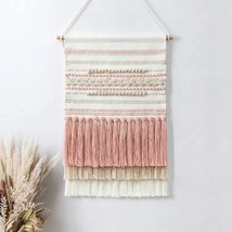 Macrame Woven Wall Hanging Home Decor Bohemian Beige Geometric Wave Art Decor Wi - £33.99 GBP