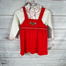 Vintage Cindy Lee Girls Size 8 Frock Jumper Dress Red w/ Ruffled Top But... - $24.99