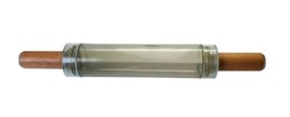 Vintage Clear Plastic Hollow Wooden Handles Rolling Pin 18” Long Dough Chiller - £33.67 GBP