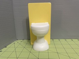 Wooden Dollhouse Furniture Toilet With Opening Lid Bathroom Yellow Kid Kraft - $9.89